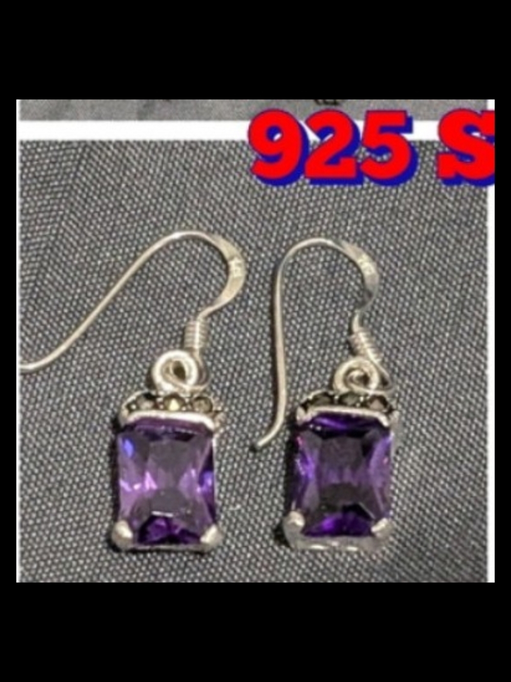 Sterling Silver Amethyst Drop Earrings - Purple